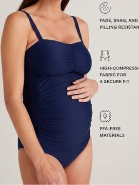 NWT QUINCE Maternity Tankini Medium Deep Navy 0022